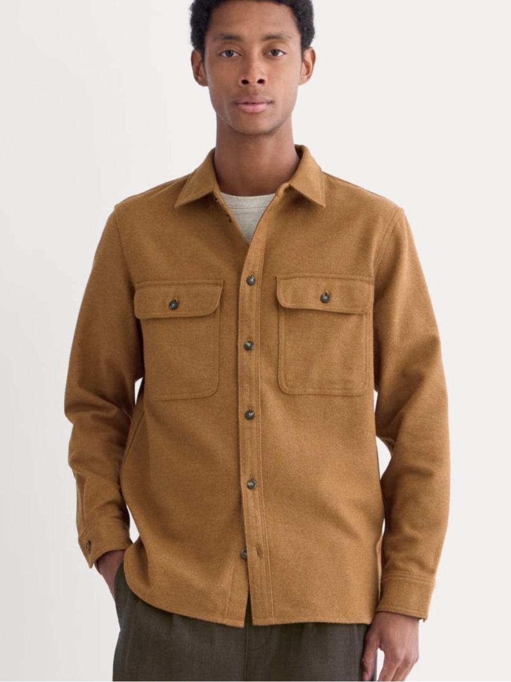 Everlane Men's Heavyweight Overshirt Shirt Jacket Tan Brown Size Medium Work